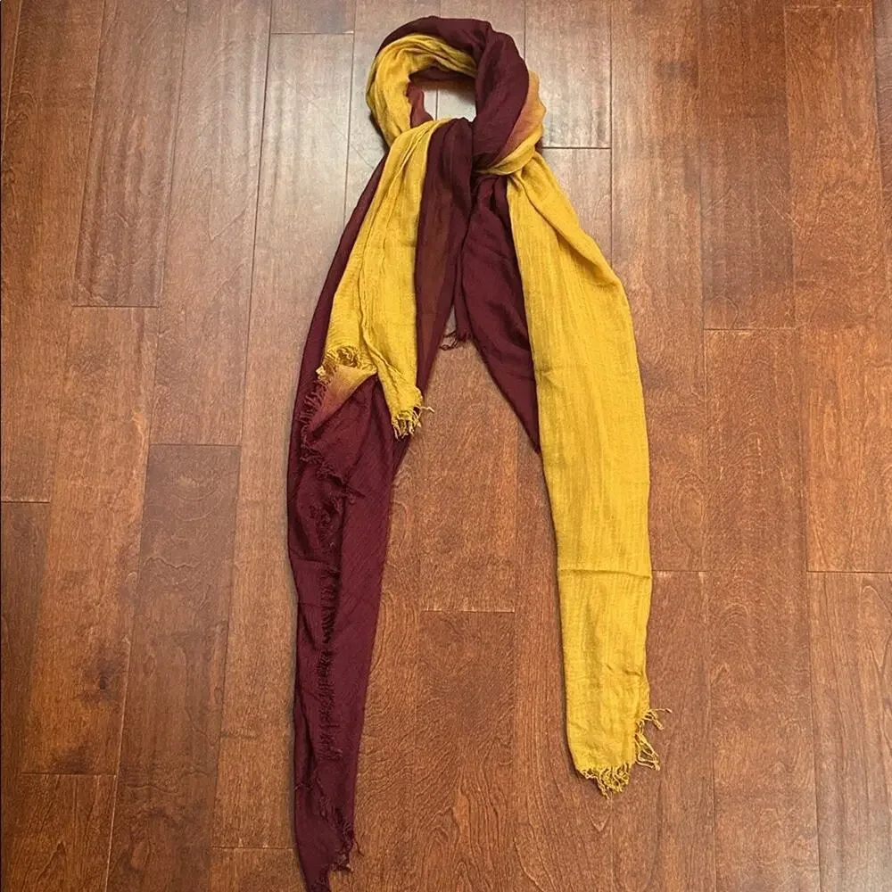 Two-Tone Ombre Scarf, Semi Transparent and Gauzy, Oversized Rectangle